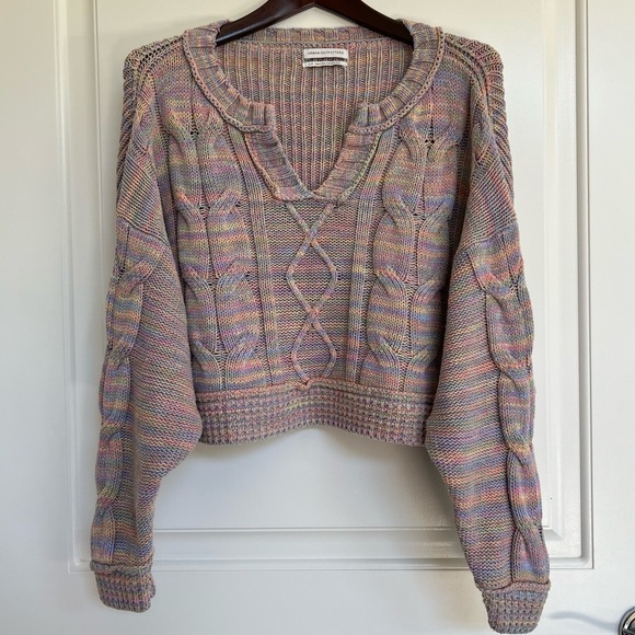 Urban Outfitters Sweaters - Urban Outfitters Hazel Notch Neck Cable Knit Cropped Pastel Sweater